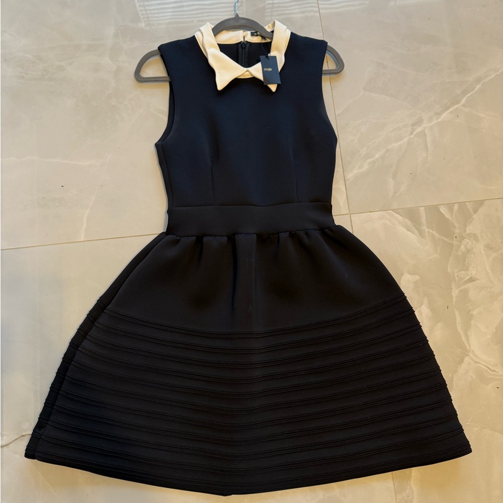 Maje Rafaela Fit-and-flare Neoprene Dress In Black, Size 2 maje US size 6.